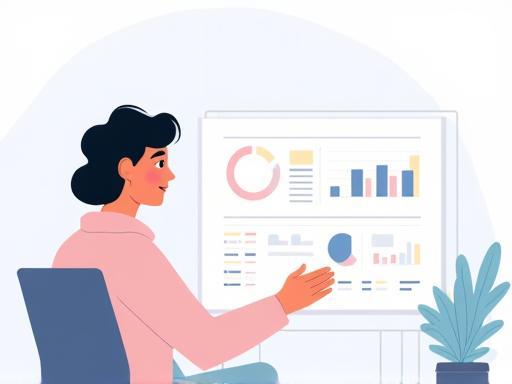 Illustration of a person viewing a clear, organized dashboard